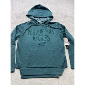Philadelphia Eagles Womens Large Sequin Hoodie Sleep Top Teal NFL Team Apparel